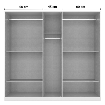 Šatníková skriňa TICAO IV alpská biela/dub atlantic tmavý, šírka 226 cm 2