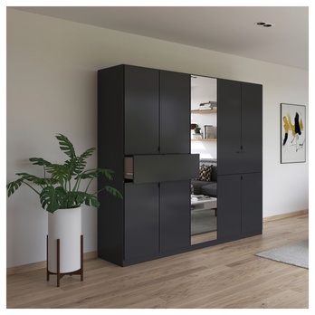 Šatníková skriňa TICAO IV metalická sivá, šírka 226 cm 1