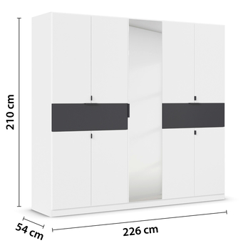 Šatníková skriňa TICAO IV alpská biela/metalická sivá, šírka 226 cm 4