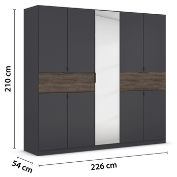 Šatníková skriňa TICAO IV metalická sivá/dub atlantic tmavý, šírka 226 cm 4