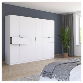Šatníková skriňa TICAO V alpská biela, šírka 271 cm 1
