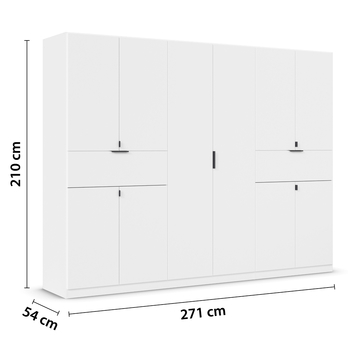 Šatníková skriňa TICAO V alpská biela, šírka 271 cm 4
