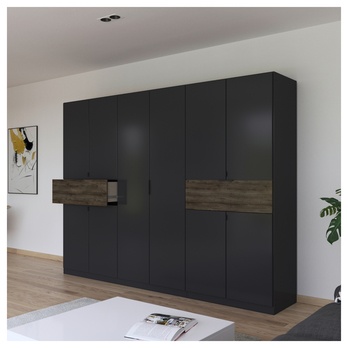 Šatníková skriňa TICAO V metalická sivá/dub atlantic tmavý, šírka 271 cm 1