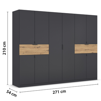 Šatníková skriňa TICAO V metalická sivá/dub artisan, šírka 271 cm 5