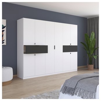 Šatníková skriňa TICAO V alpská biela/sivá metalická, šírka 271 cm 1