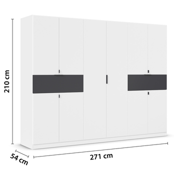 Šatníková skriňa TICAO V alpská biela/sivá metalická, šírka 271 cm 4