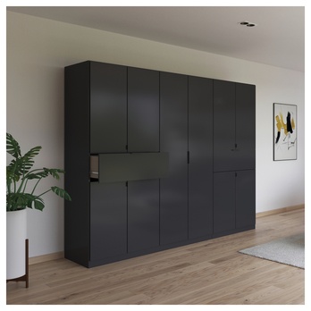 Šatníková skriňa TICAO V metalická sivá, šírka 271 cm 1