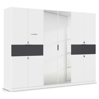 Šatníková skriňa TICAO VI alpská biela/metalická sivá, šírka 271 cm 3