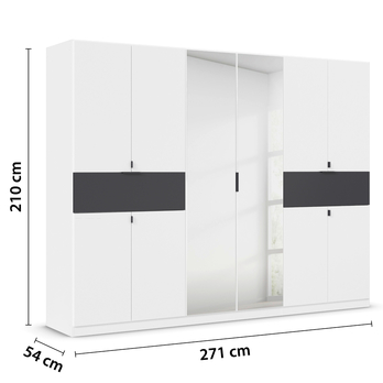 Šatníková skriňa TICAO VI alpská biela/metalická sivá, šírka 271 cm 4