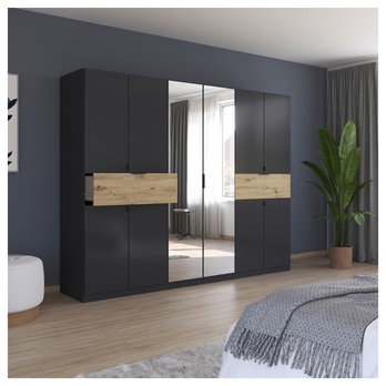 Šatníková skriňa TICAO VI metalická sivá/dub artisan, šírka 271 cm 1