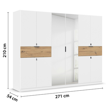 Šatníková skriňa TICAO VI alpská biela/dub artisan, šírka 271 cm 4