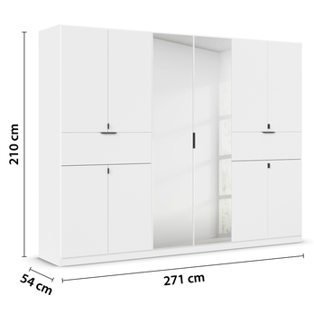 Šatníková skriňa TICAO VI alpská biela, šírka 271 cm 4