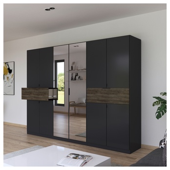 Šatníková skriňa TICAO VI metalická sivá/dub atlantic tmavý, šírka 271 cm 1