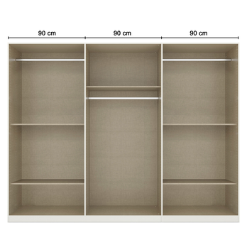 Šatníková skriňa TICAO VI metalická sivá/dub artisan, šírka 271 cm 2