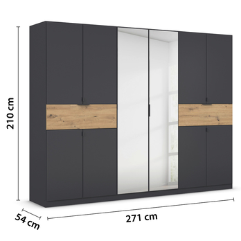 Šatníková skriňa TICAO VI metalická sivá/dub artisan, šírka 271 cm 4