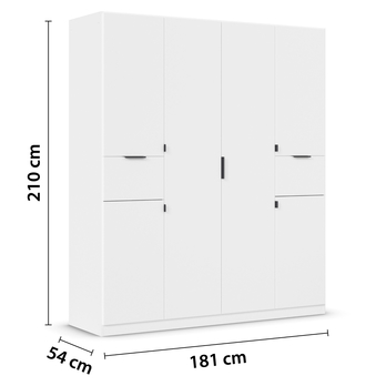 Šatníková skriňa TICAO alpská biela, šírka 181 cm 4