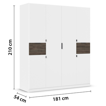 Šatníková skriňa TICAO alpská biela/dub atlantic tmavý, šírka 181 cm 5
