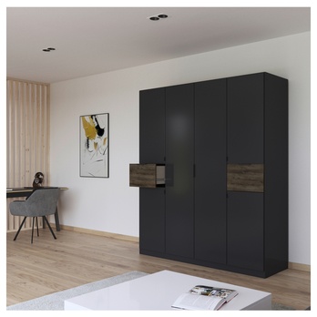 Šatníková skriňa TICAO metalická sivá/dub atlantic tmavý, šírka 181 cm 1