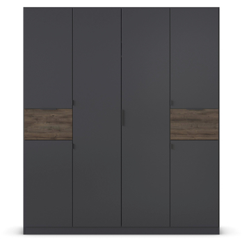 Šatníková skriňa TICAO metalická sivá/dub atlantic tmavý, šírka 181 cm 3