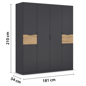 Šatníková skriňa TICAO metalická sivá/dub artisan, šírka 181 cm 5