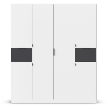 Šatníková skriňa TICAO alpská biela/metalická sivá, šírka 181 cm 3