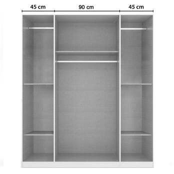 Šatníková skriňa TICAO alpská biela/metalická sivá, šírka 181 cm 2