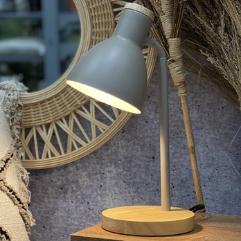 Stolná lampa TINA hnedosivá/drevo 1