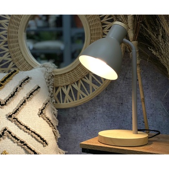 Stolná lampa TINA hnedosivá/drevo 2