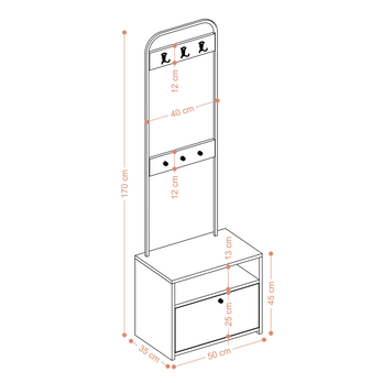 Predsieňová zostava TINA biela/čierna 4
