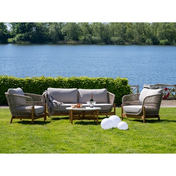 Záhradný stolík TIRROCANO prírodná/biela, priemer 85 cm 1