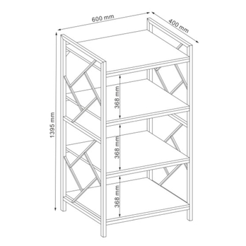 Regál TOBLU R4 čierna/dub 1