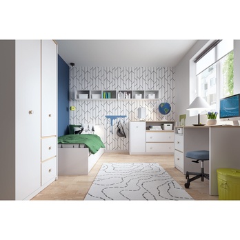 Regál TODI alpská biela/dub vicenza, šírka 85 cm 1