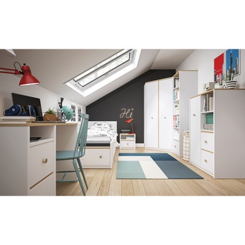 Regál TODI alpská biela/dub vicenza, šírka 85 cm 3