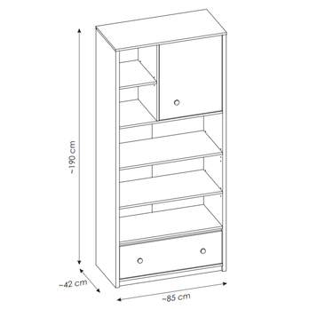 Regál TODI alpská biela/dub vicenza, šírka 85 cm 4