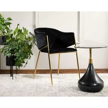 Prístavný stolík TOERES čierna/zlatá 1