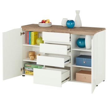 Komoda TOLEDO biela/dub stirling 5