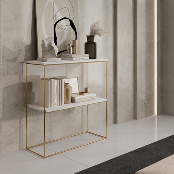 Konzolový stolík TONI zlatá/biela, šírka 80 cm 1