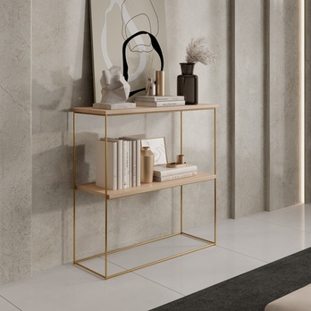 Konzolový stolík TONI zlatá/dub artisan, šírka 80 cm 1