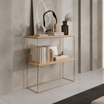 Konzolový stolík TONI zlatá/dub lancelot, šírka 80 cm 1