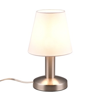Stolná lampa TOUCH ME 3 biela/strieborná, látkové tienidlo 1