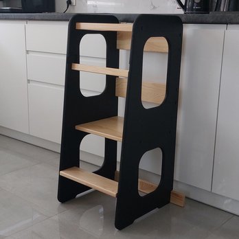 Učiaca veža TOWER 3 čierna/prírodná 1