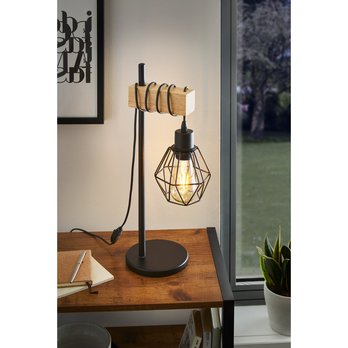 Stolná lampa TOWNSHEND 5 čierny kov/svetlé drevo 1