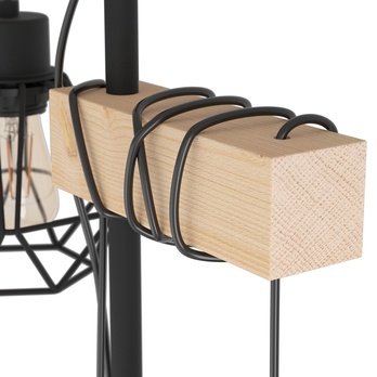 Stojacia lampa TOWNSHEND 5 čierny kov/svetlé drevo 3