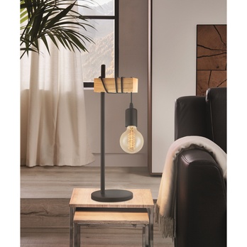 Stolná lampa TOWNSHEND čierny kov/svetlý dub 1