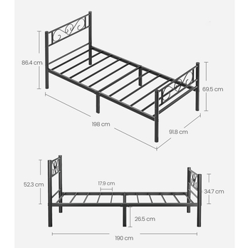 Posteľ s roštom TOX čierna, 90x190 cm 5