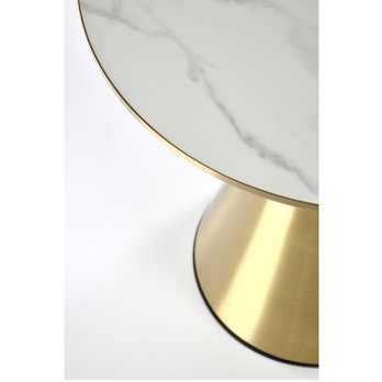 Prístavný stolík TRABICO biely mramor/zlatá 2