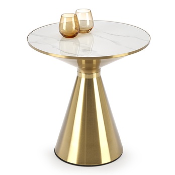 Prístavný stolík TRABICO biely mramor/zlatá 3