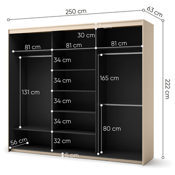 Šatní skříň TREND 2 piesková/čierna 7