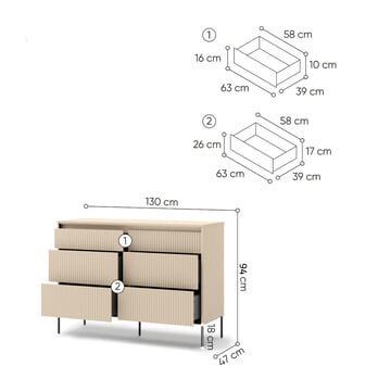 Komoda TREND 5 piesková/čierna 5