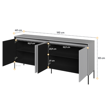 Komoda TREND TR-04 sivá/čierna 3